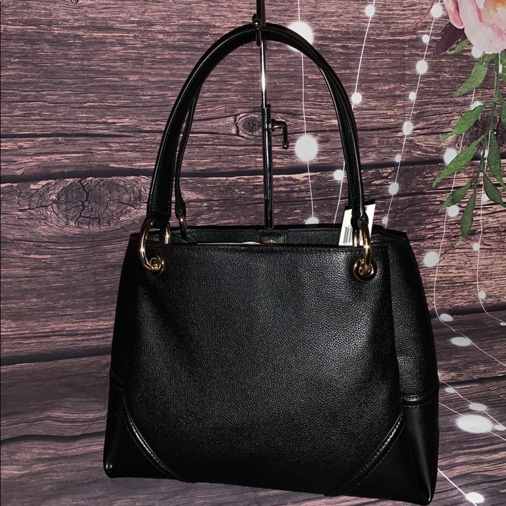 🌺 MICHAEL KORS 🌺 BLACK NICOLE LARGE SATCHEL - Picture 6 of 9